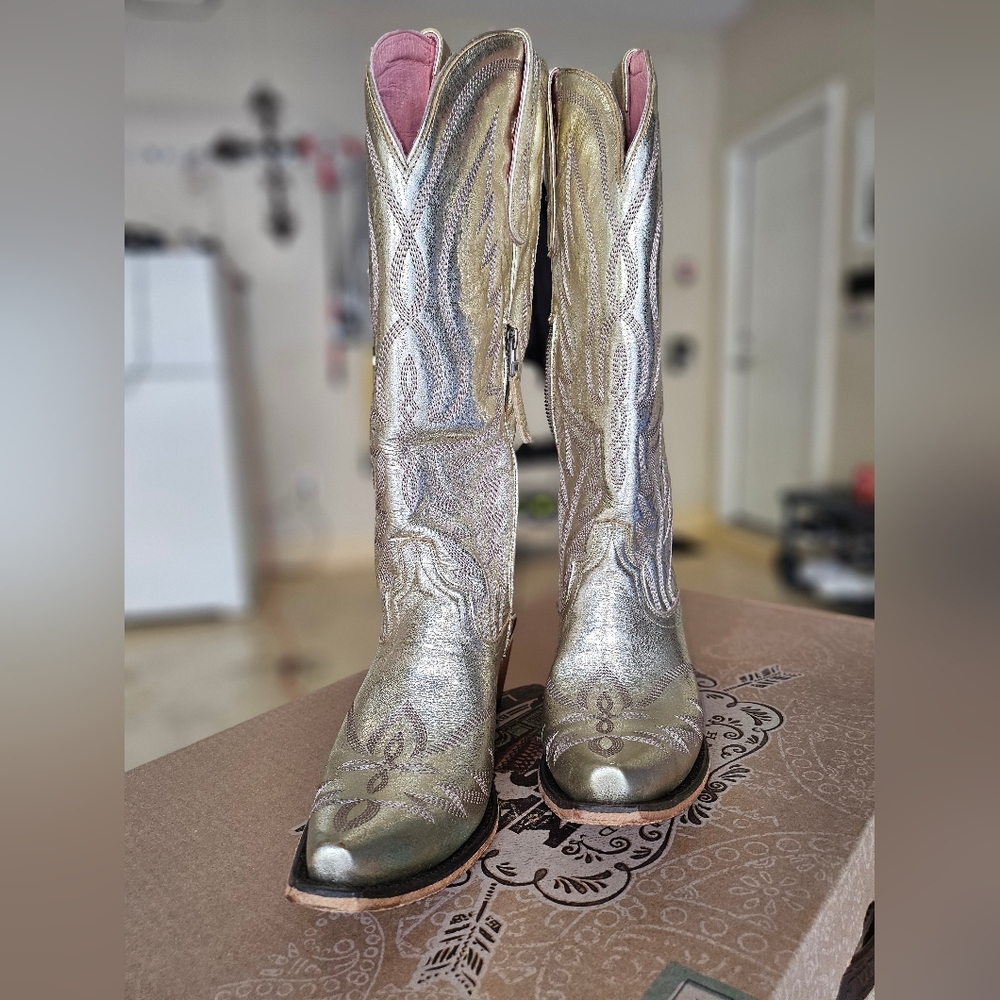 Gold and Silver Ankle Boots